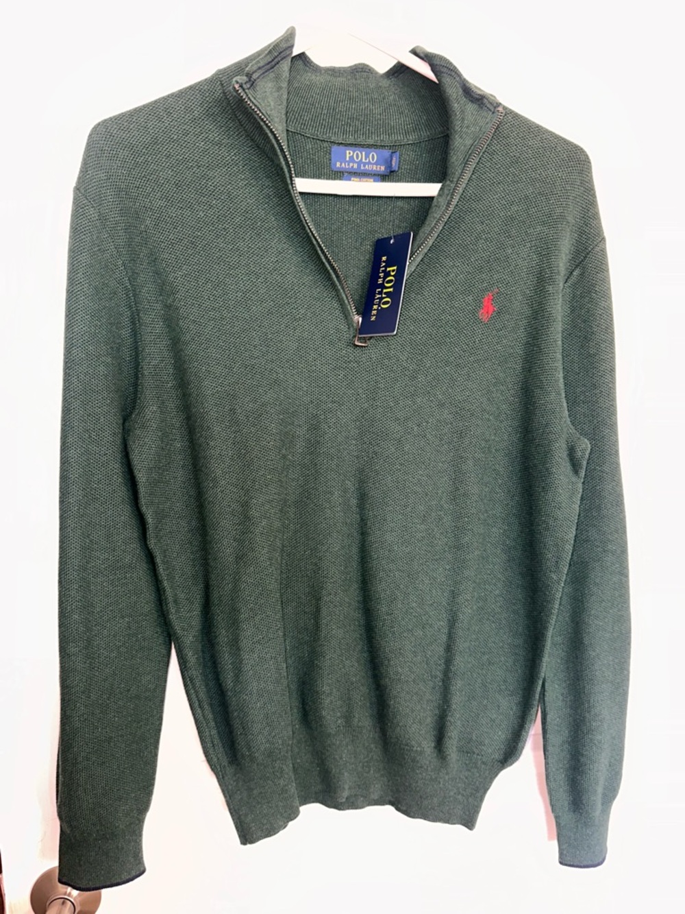 Polo Sweater Medium Green Pima Cotton NWT - Picture 2 of 11